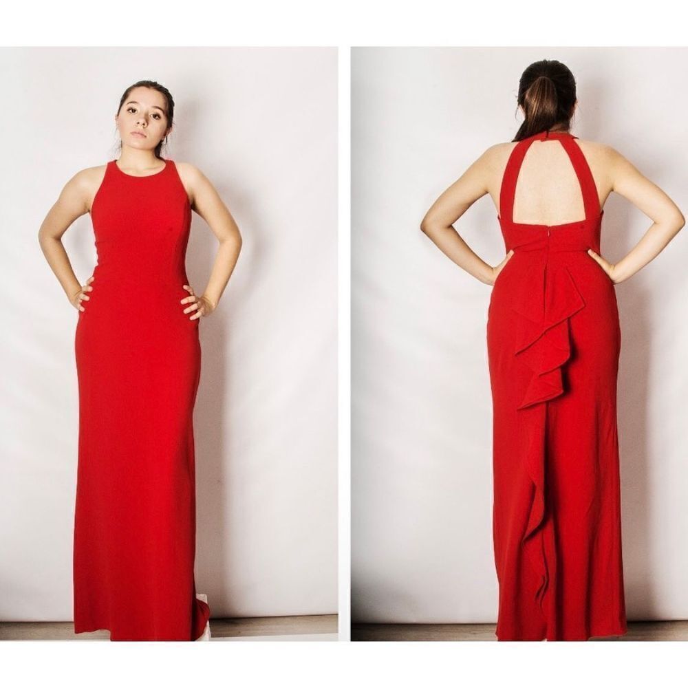 Lauren by Ralph Lauren Red Gown with Gathered Back Size 10